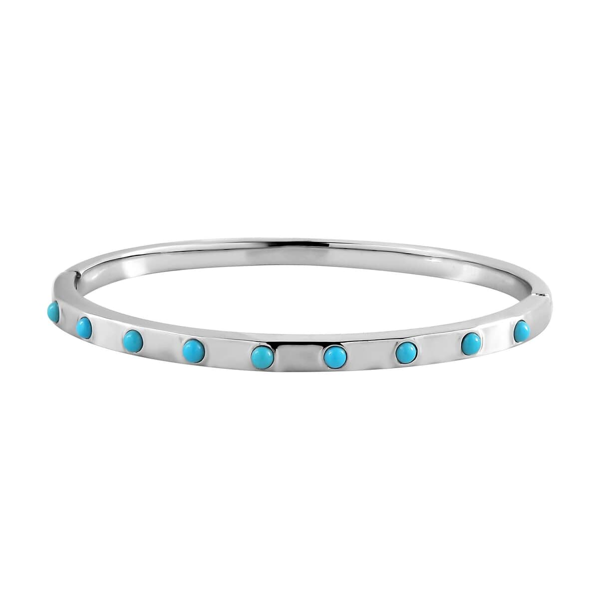 Sleeping Beauty Turquoise Bangle Bracelet in Stainless Steel (7.25 In) 0.65 ctw image number 0