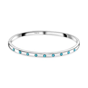Sleeping Beauty Turquoise 0.65 ctw Bangle Bracelet in Stainless Steel (8.00 In) 