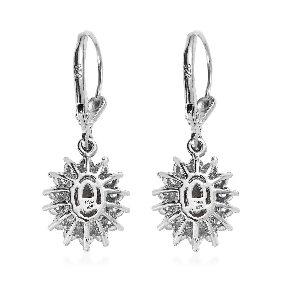 Bankacha Natural Black Star Sapphire and White Zircon Lever Back Earrings in Platinum Over Sterling Silver 3.70 ctw image number 3