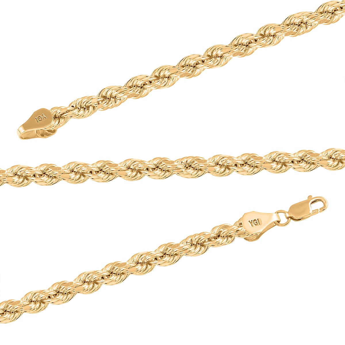 14K Yellow Gold 2mm Rope Chain Necklace 20 Inches 2.2 Grams image number 2