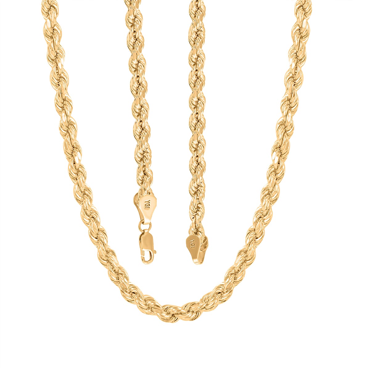 14K Yellow Gold 2mm Rope Chain Necklace 20 Inches 2.2 Grams image number 4