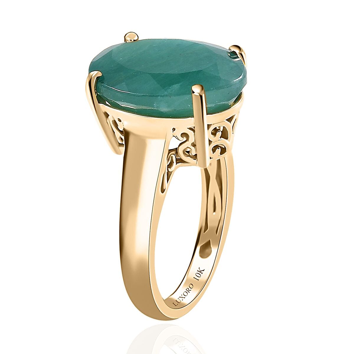 Luxoro 10K Yellow Gold Premium Grandidierite Solitaire Ring (Size 6.0) 4 Grams 10.00 ctw image number 3