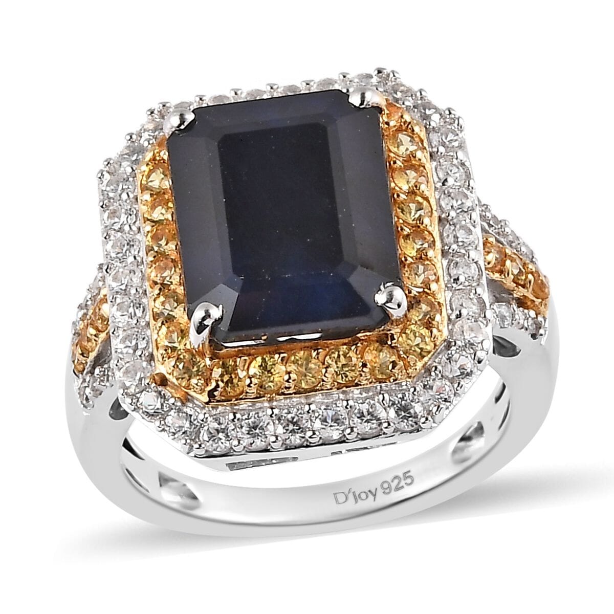 Madagascar Blue Sapphire (DF) and Multi Gemstone Cocktail Ring in Vermeil YG and Platinum Over Sterling Silver 6.25 ctw image number 0