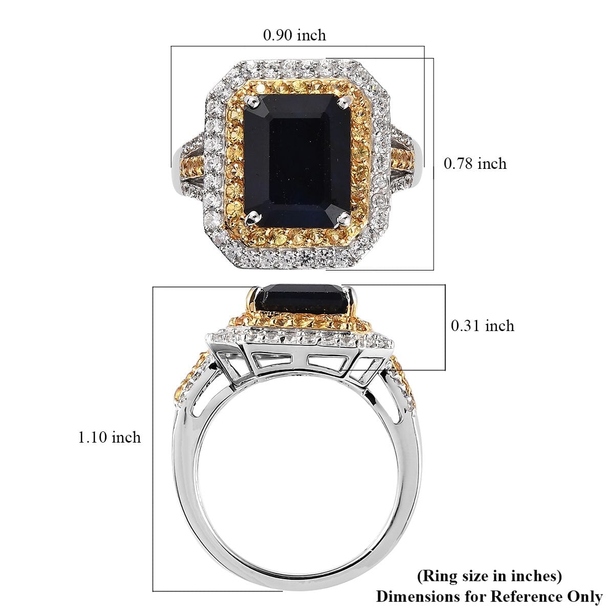 Madagascar Blue Sapphire (DF) and Multi Gemstone Cocktail Ring in Vermeil YG and Platinum Over Sterling Silver 6.25 ctw image number 5