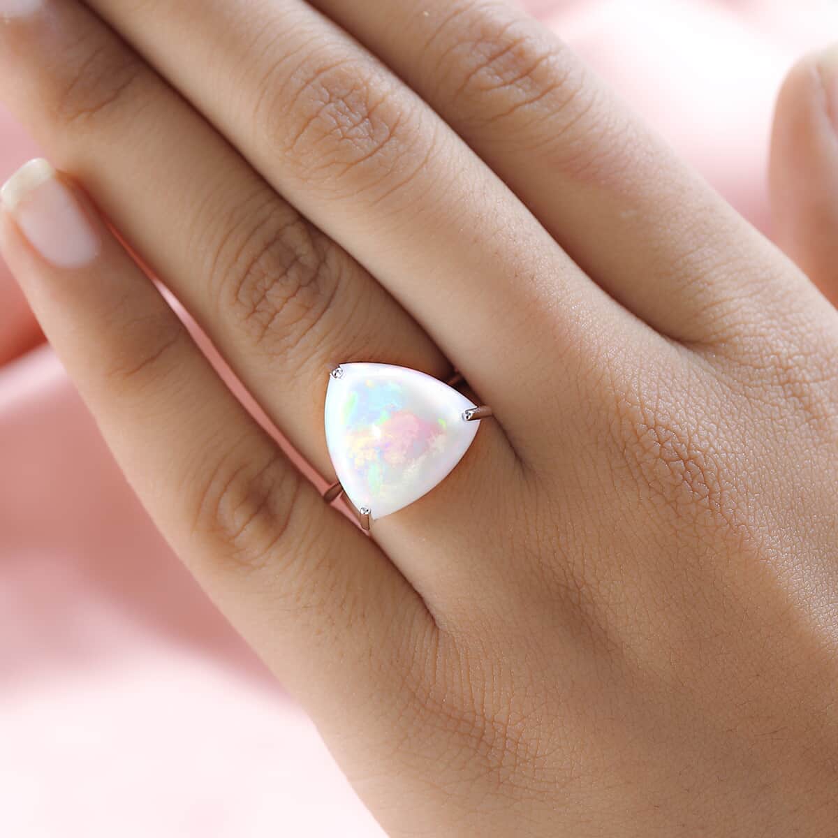 Doorbuster Memorial Deal Luxoro 14K White Gold AAA Ethiopian Welo Opal Solitaire Ring (Size 10.0) (Del. in 7-10 Days) 10.00 ctw image number 2