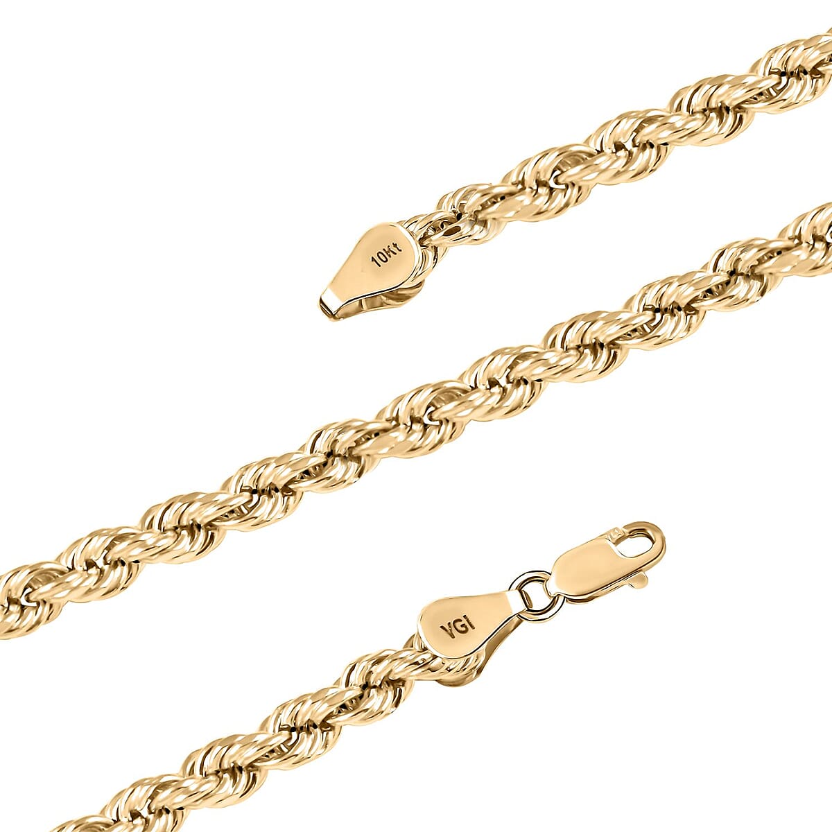 10K Yellow Gold 5.5mm Rope Chain Necklace 24 Inches 14.70 Grams image number 2