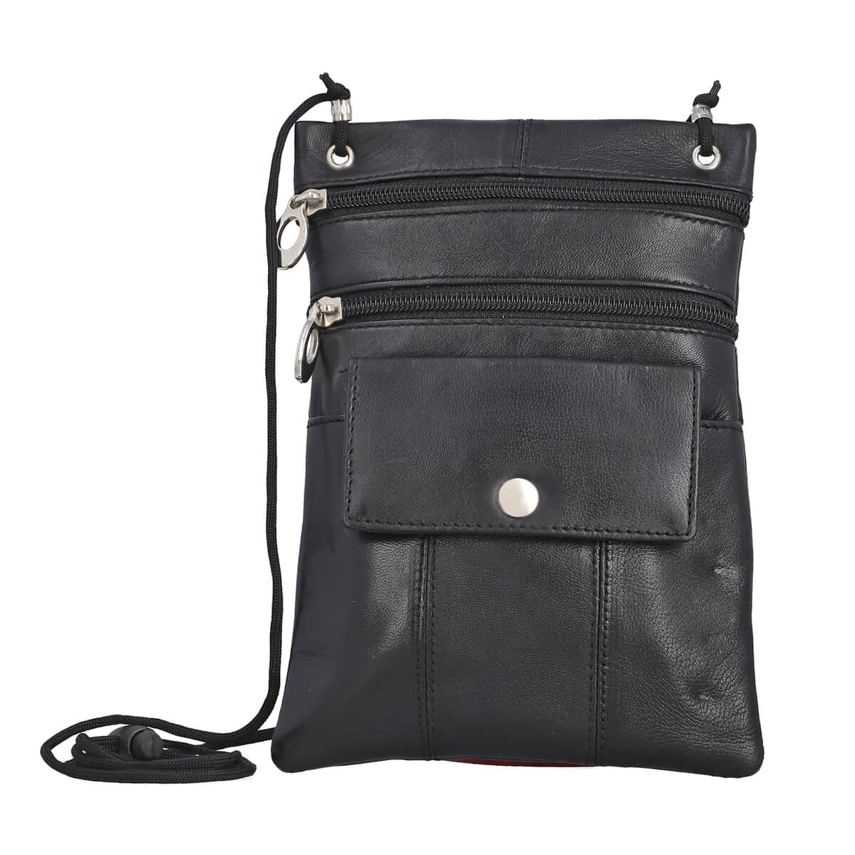 Black Genuine Leather Mobile Phone Crossbody Wallet image number 0