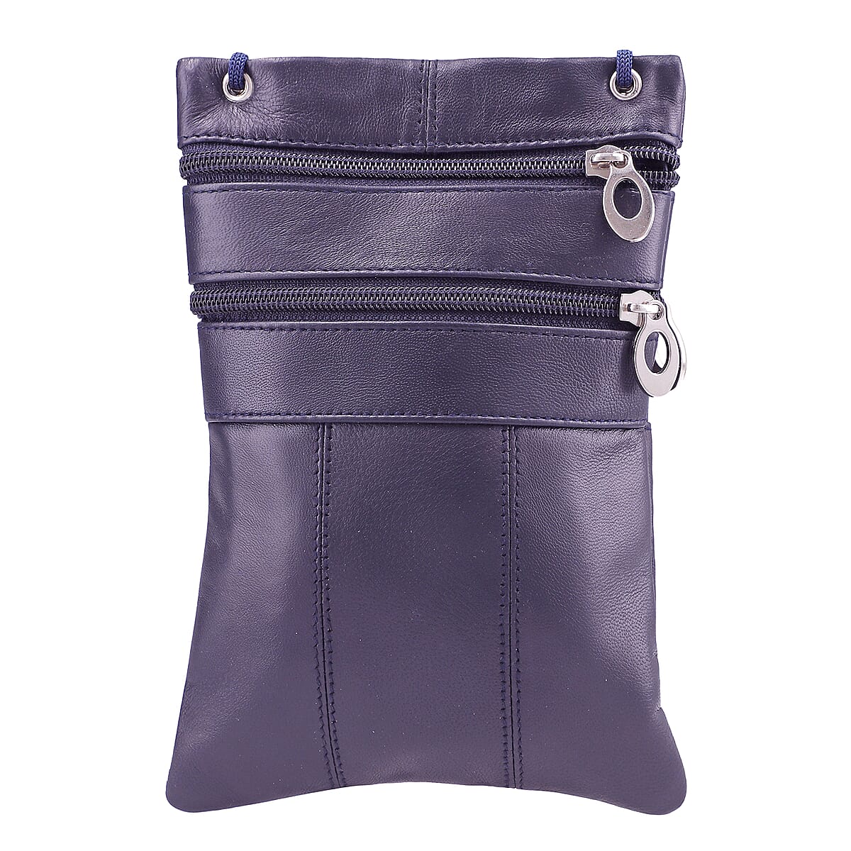 Navy Genuine Leather Mobile Phone Crossbody Wallet image number 3