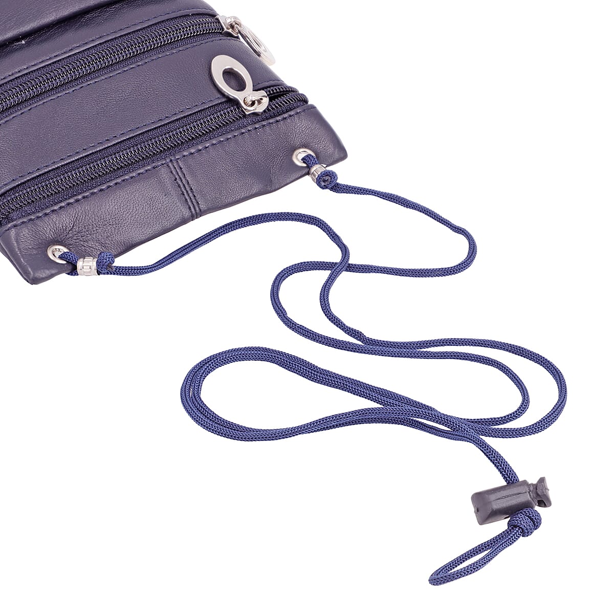 Navy Genuine Leather Mobile Phone Crossbody Wallet image number 4