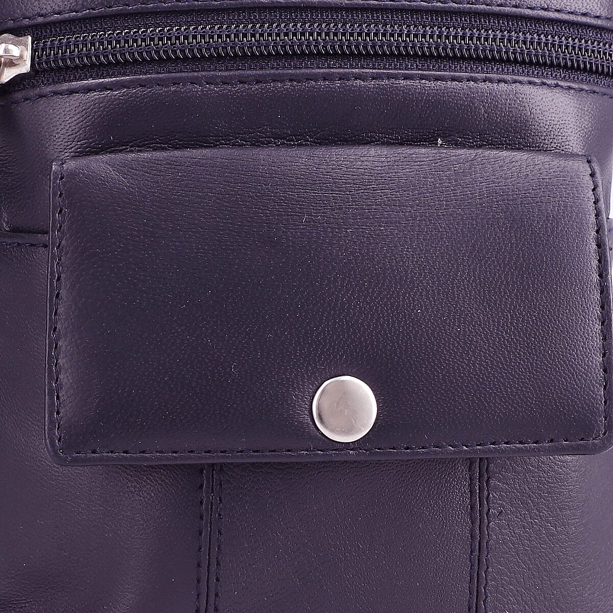 Navy Genuine Leather Mobile Phone Crossbody Wallet image number 5