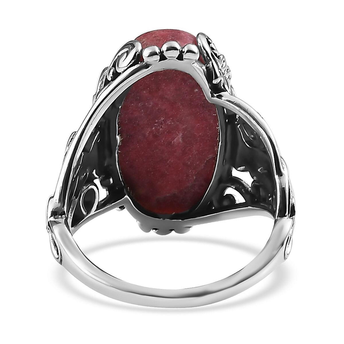 Artisan Crafted Norwegian Thulite Ring in Sterling Silver 11.25 ctw image number 4