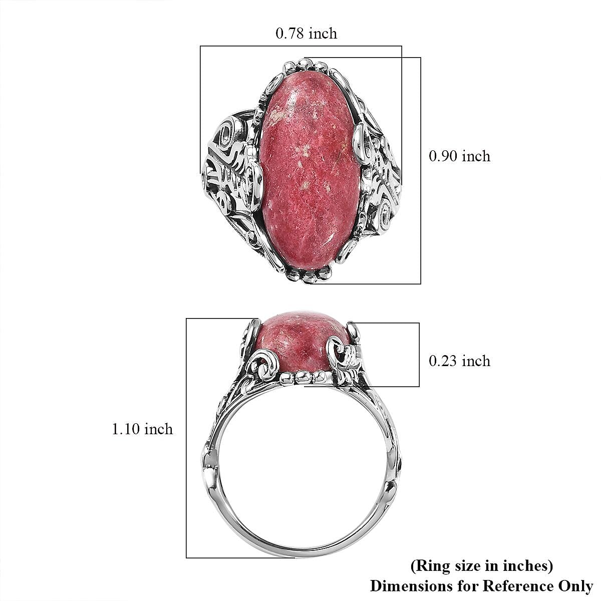 Artisan Crafted Norwegian Thulite Ring in Sterling Silver 11.25 ctw image number 5