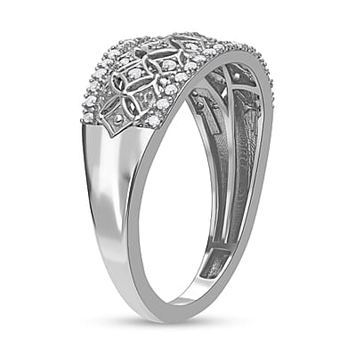 White Diamond 0.20 ctw Ring in Platinum Over Sterling Silver (Size 10.0)