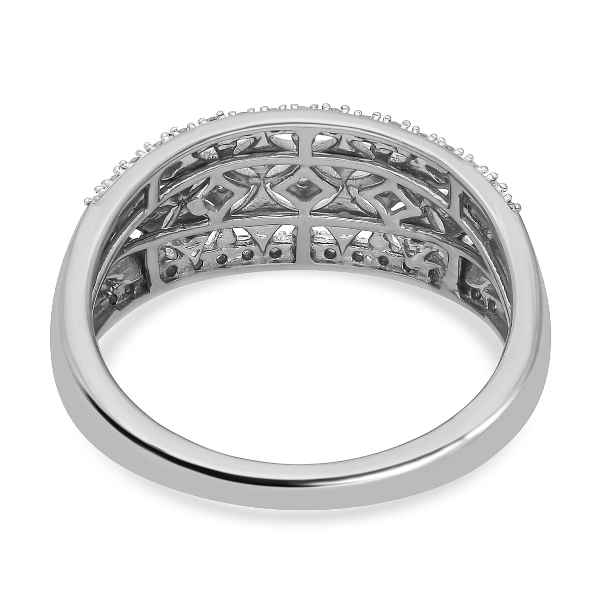 White Diamond 0.20 ctw Ring in Platinum Over Sterling Silver (Size 10.0)