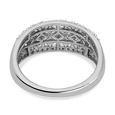 White Diamond 0.20 ctw Ring in Platinum Over Sterling Silver (Size 10.0)