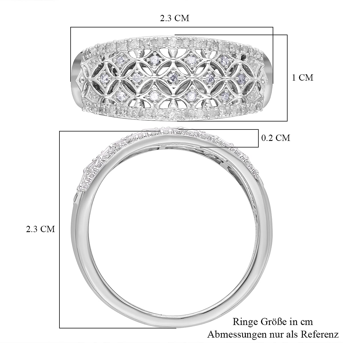 White Diamond 0.20 ctw Ring in Platinum Over Sterling Silver (Size 10.0)