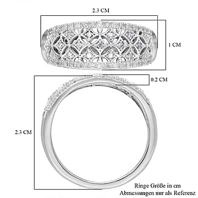White Diamond 0.20 ctw Ring in Platinum Over Sterling Silver (Size 10.0)