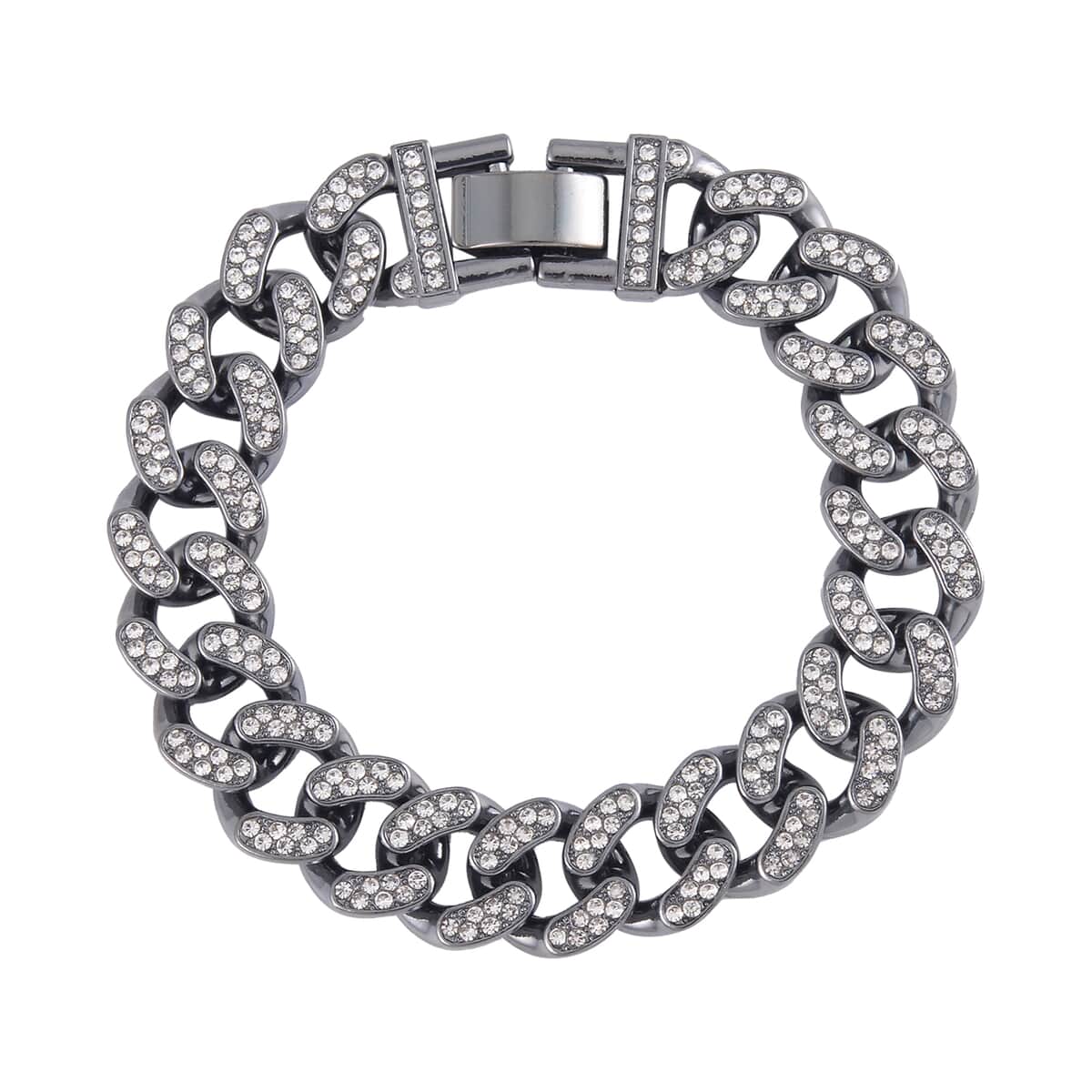 White Austrian Crystal Bracelet in Blacktone (6.50 In) image number 0