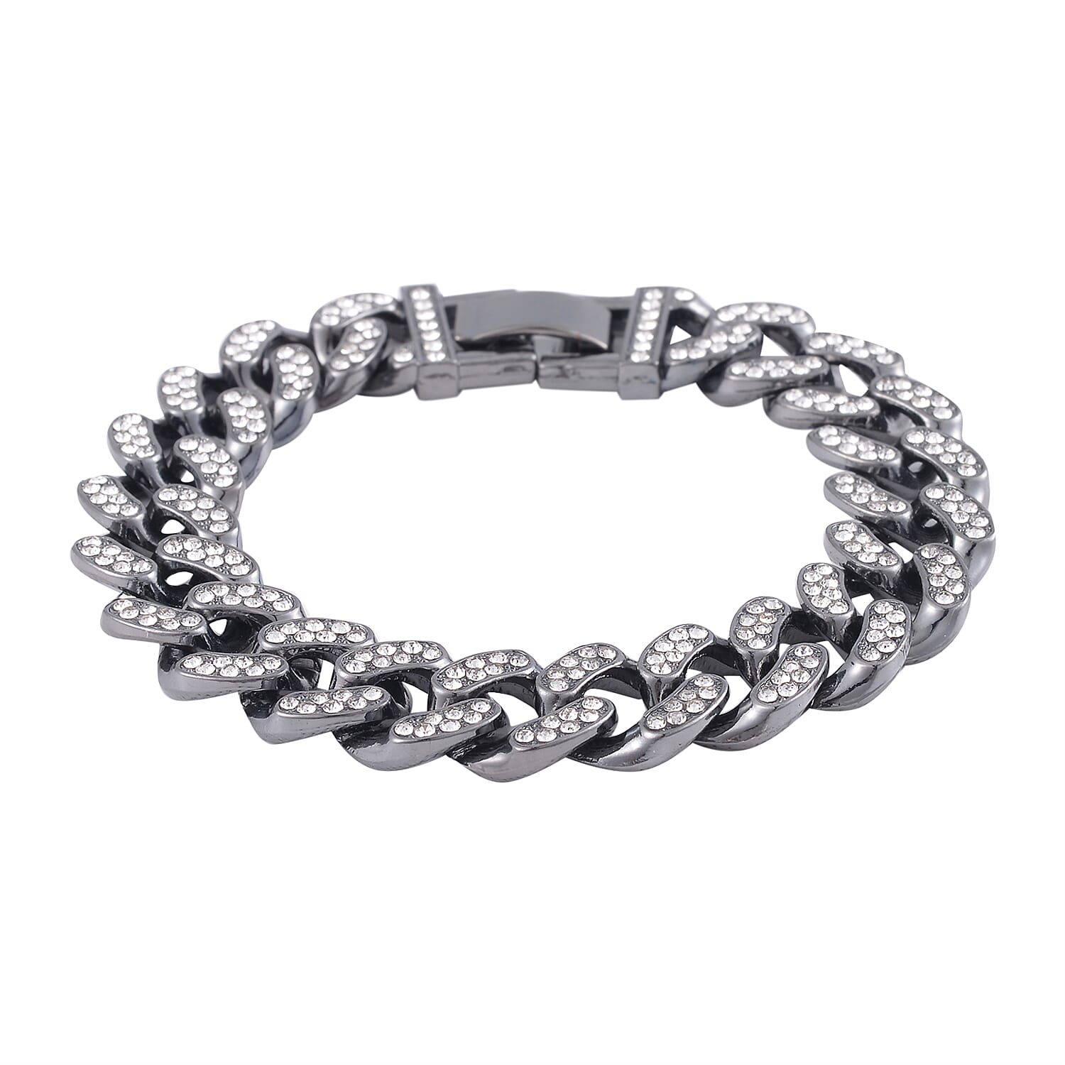 White Austrian Crystal Bracelet in Blacktone (6.50 In)