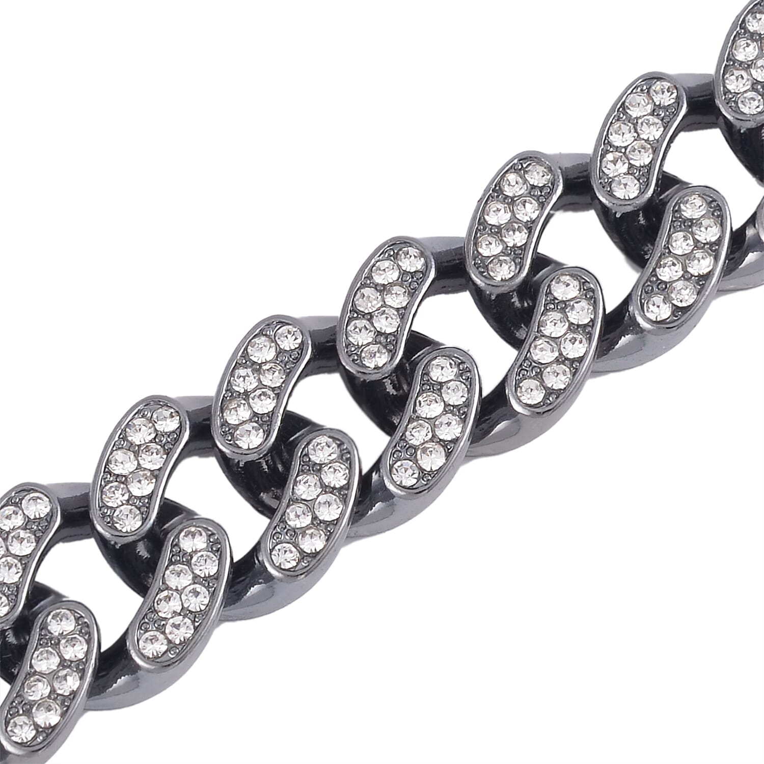 White Austrian Crystal Bracelet in Blacktone (6.50 In)