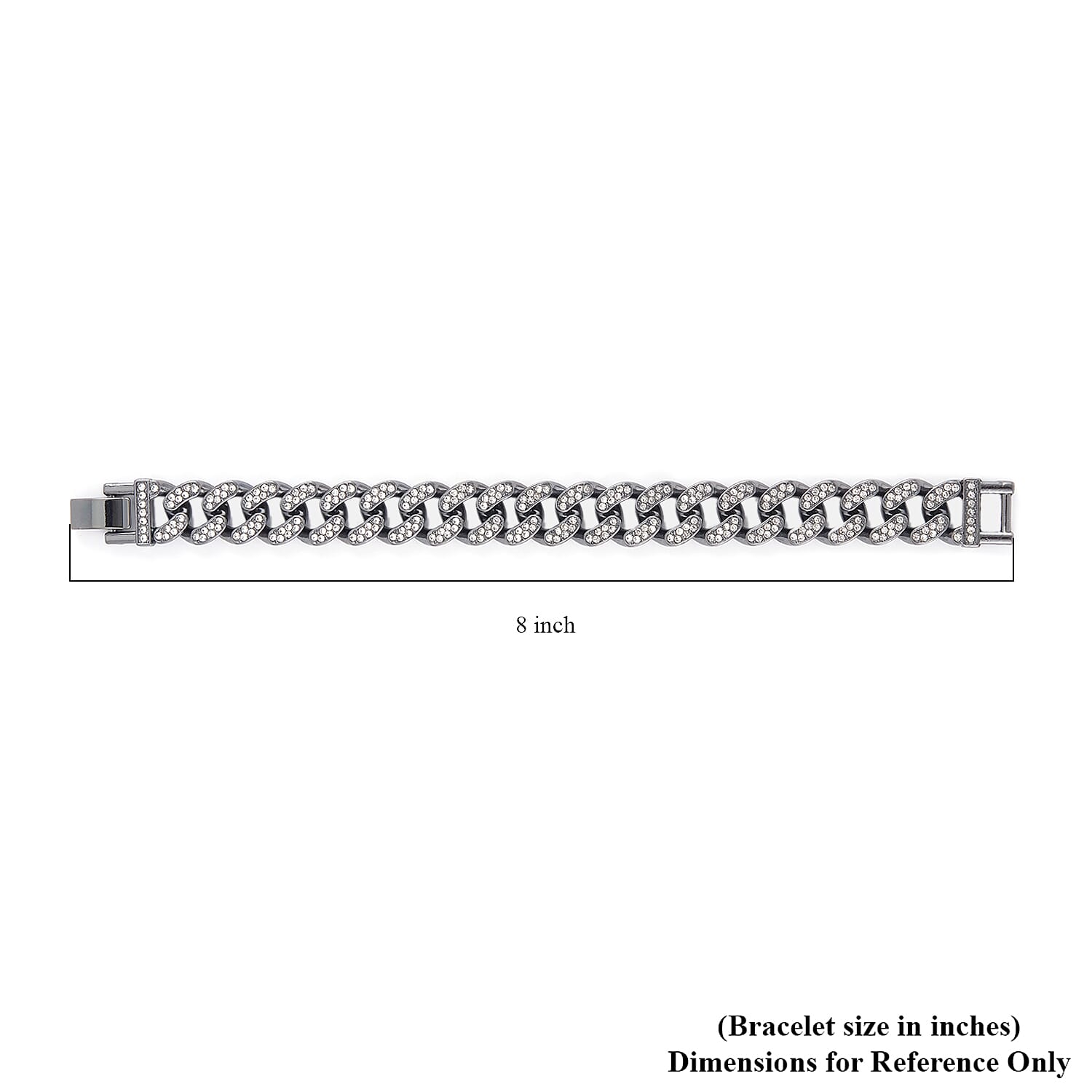 White Austrian Crystal Bracelet in Blacktone (6.50 In)