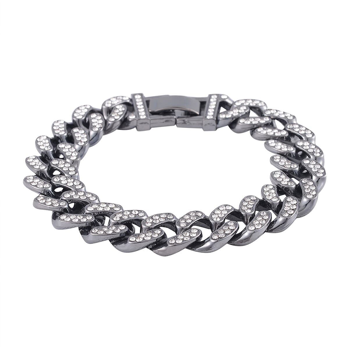 White Austrian Crystal Bracelet in Blacktone (8.00 In) image number 2