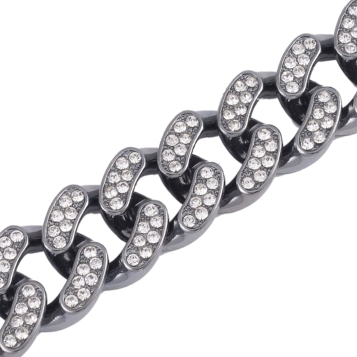 White Austrian Crystal Bracelet in Blacktone (8.00 In) image number 3