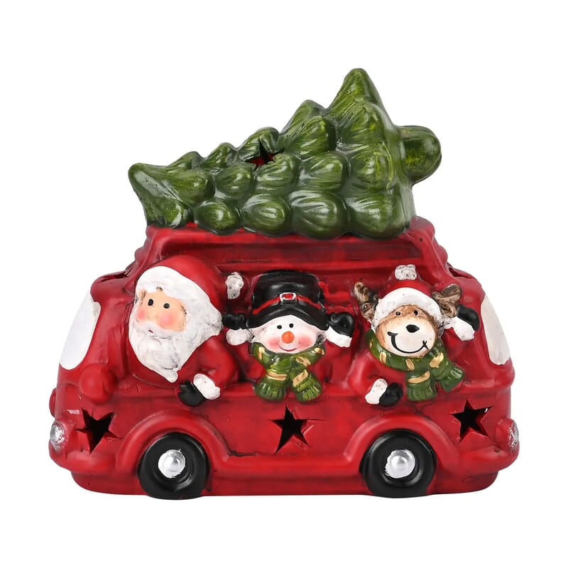 Ceramic Decoration Truck and Santa Clause Shape with Led Light