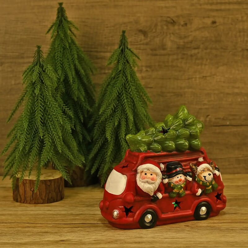 Ceramic Decoration Truck and Santa Clause Shape with Led Light