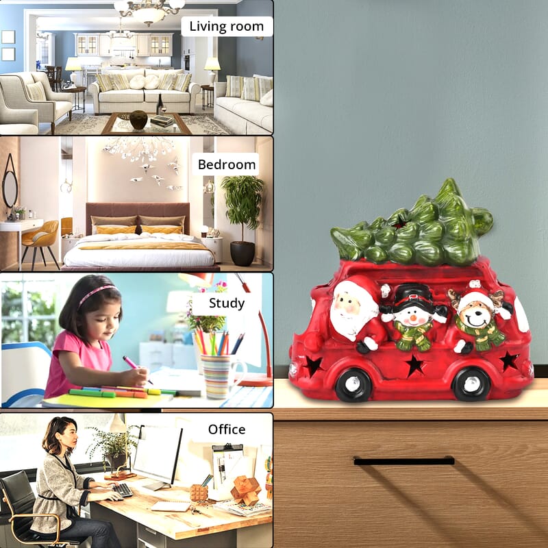 Ceramic Decoration Truck and Santa Clause Shape with Led Light