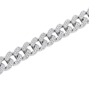 White Austrian Crystal Bracelet in Silvertone (7.25 In)