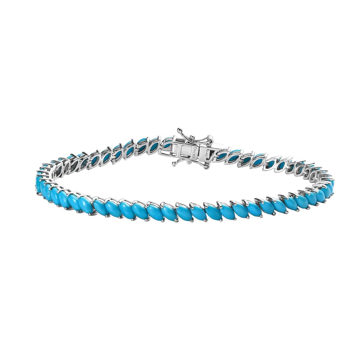 Premium Sleeping Beauty Turquoise Tennis Bracelet in Platinum Over Sterling Silver (6.50 In) 7.50 ctw image number 0