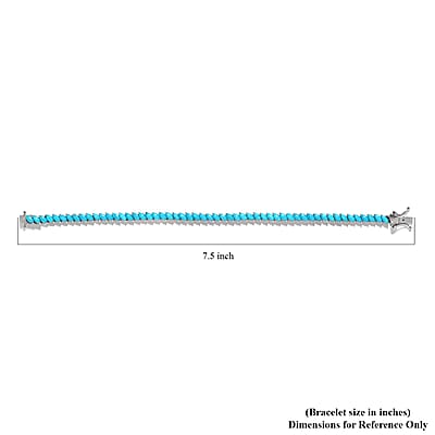 Premium Sleeping Beauty Turquoise Tennis Bracelet in Platinum Over Sterling Silver (7.25 In) 8.10 ctw