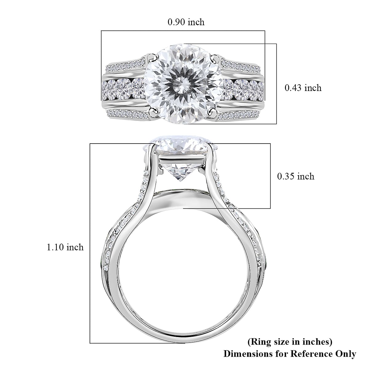 120 Facets Moissanite Bridge Ring in Platinum Over Sterling Silver, Promise Rings (Size 7.0) 4.85 ctw image number 5