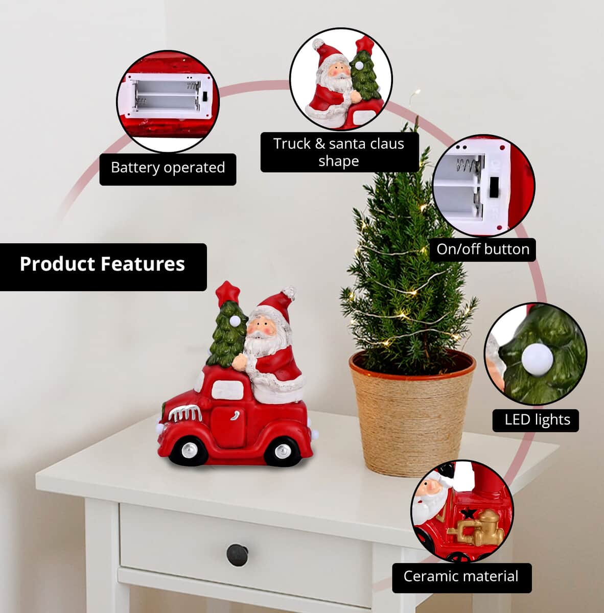 Ceramic Decoration Car and Santa Clause Shape with Led Light image number 2