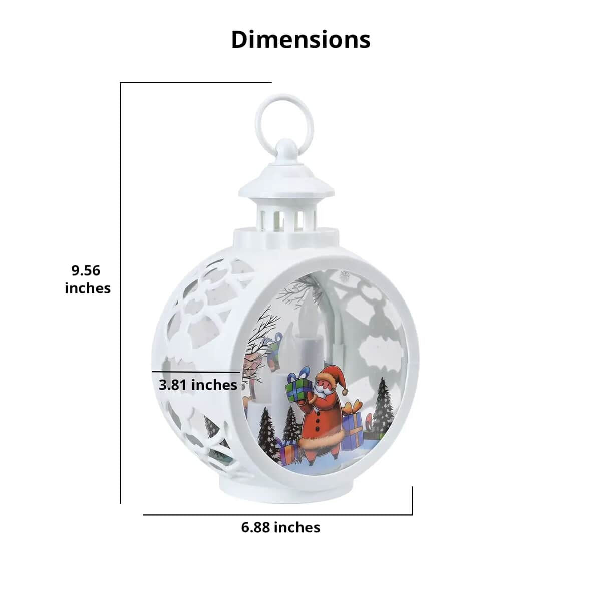 Hanging Lantern Christmas LED Light (3*AAA Batteries Not Included) - White (6.88"x3.81"9.56") image number 4