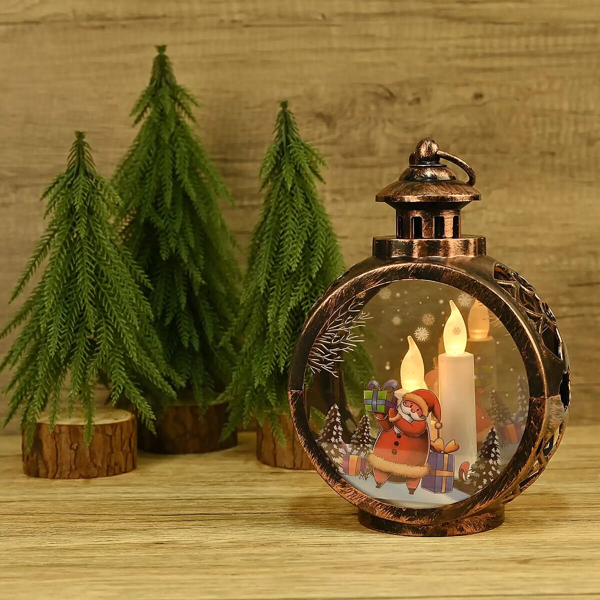 Hanging Lantern Christmas LED Light (3*AAA Batteries Not Included) - Bronze Color  image number 1