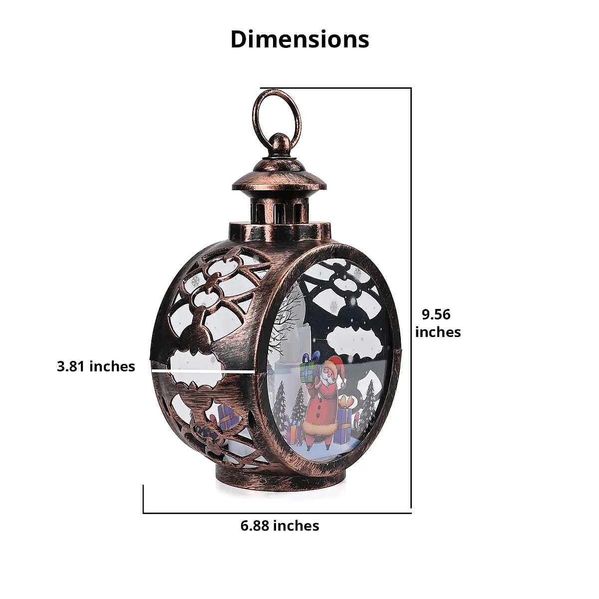 Hanging Lantern Christmas LED Light (3*AAA Batteries Not Included) - Bronze Color  image number 4
