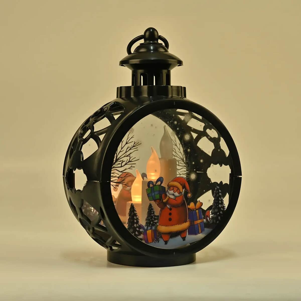 Hanging Lantern Christmas LED Light (3*AAA Batteries Not Included) - Black image number 2