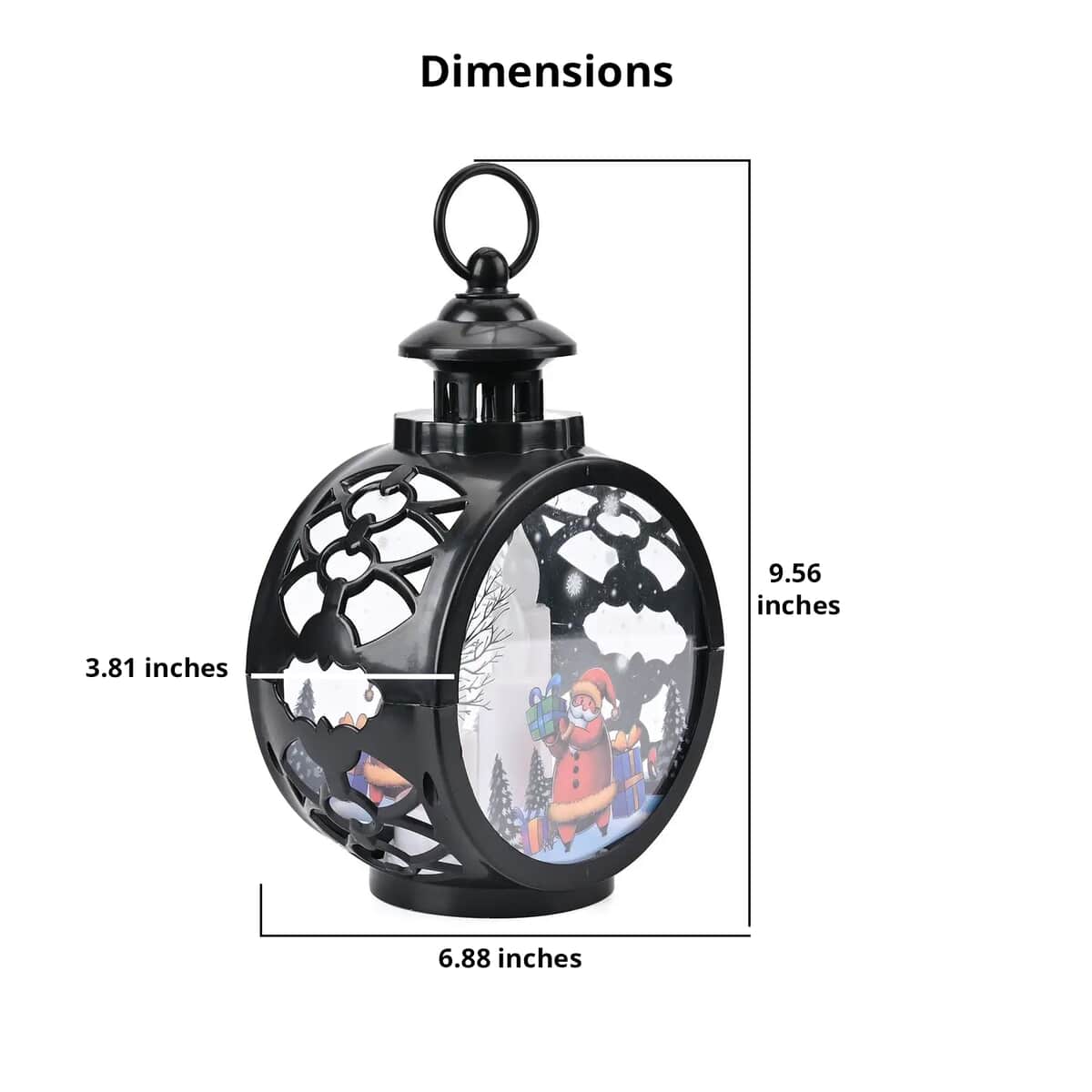 Hanging Lantern Christmas LED Light (3*AAA Batteries Not Included) - Black image number 4