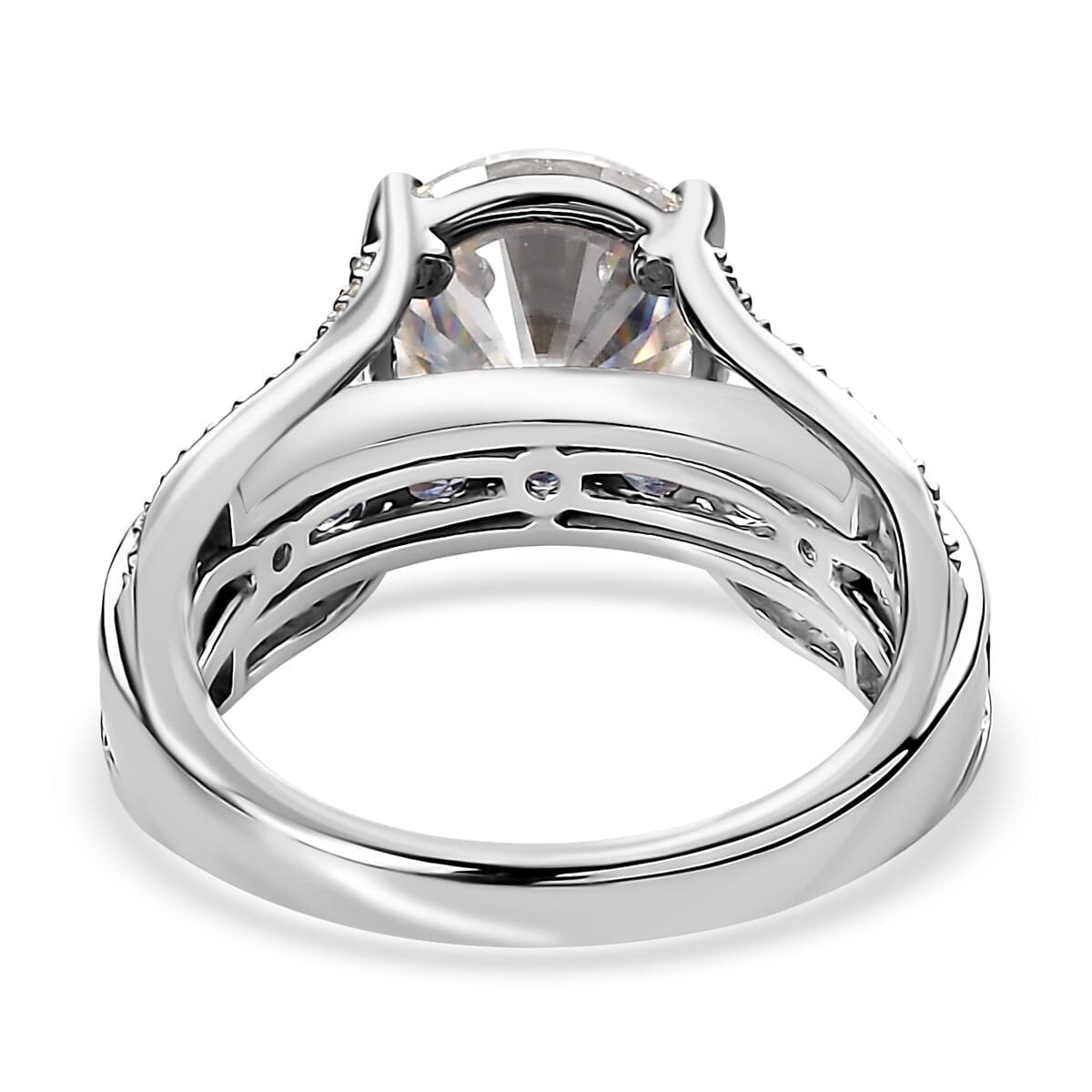 120 Facets Moissanite and Tanzanite Bridge Ring in Platinum Over Sterling Silver, Promise Rings (Size 7.0) 5.10 ctw image number 4