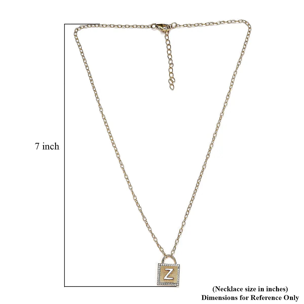 Moissanite Forever Love Lock Initial Z Necklace (18 Inches) in Vermeil YG and Platinum Over Sterling Silver 0.30 ctw image number 6