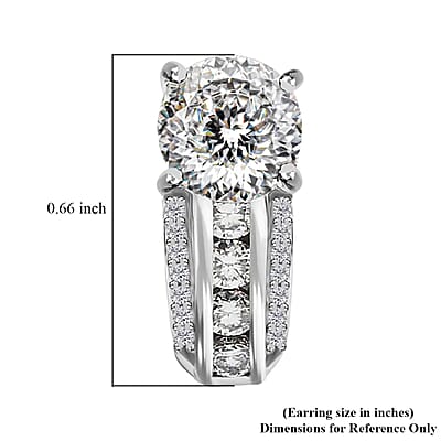 120 Facets Moissanite J-Hoop Earrings, Moissanite Earrings, Platinum Over Sterling Silver Earrings, Fashion Earrings For Her 2.85 ctw