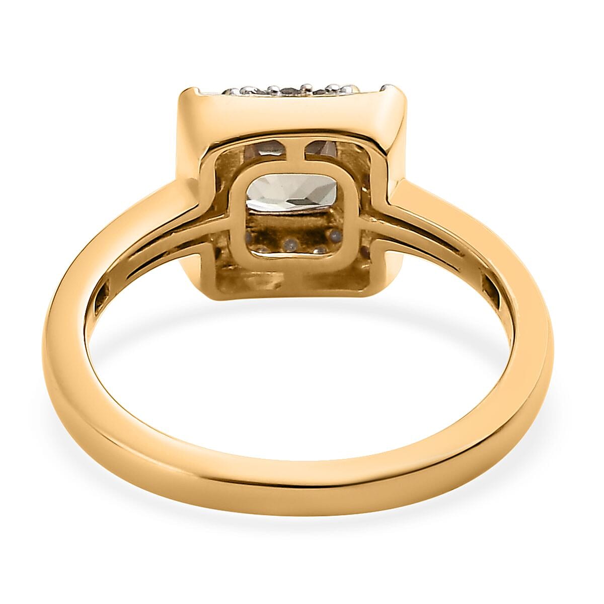 AAA Turkizite and Diamond Halo Ring in Vermeil Yellow Gold Over Sterling Silver (Size 10.0) 0.85 ctw