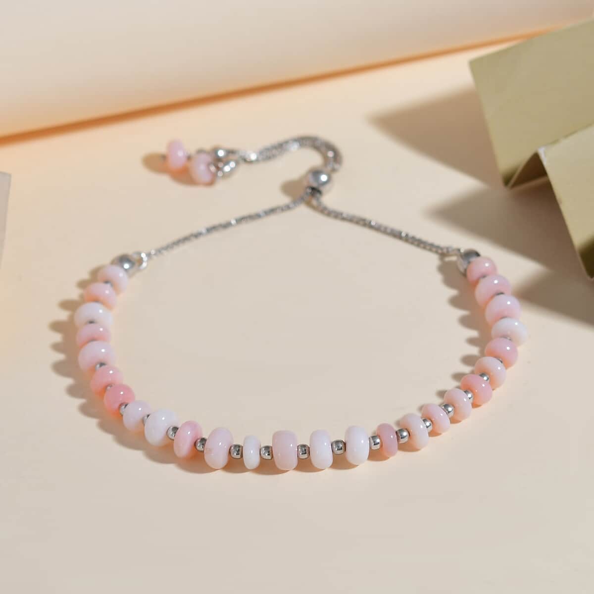 Pink Opal Beaded Bolo Bracelet in Sterling Silver 25.00 ctw image number 1