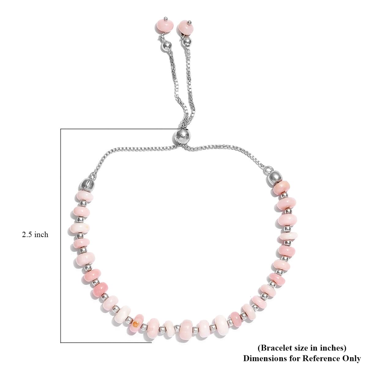 Pink Opal Beaded Bolo Bracelet in Sterling Silver 25.00 ctw image number 4