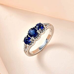 Kashmir Kyanite 1.36 ctw Ring in Platinum Over Sterling Silver (Size 11.5)