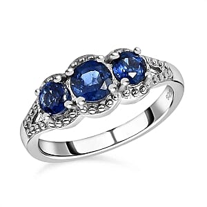 Kashmir Kyanite 1.36 ctw Ring in Platinum Over Sterling Silver (Size 11.5)