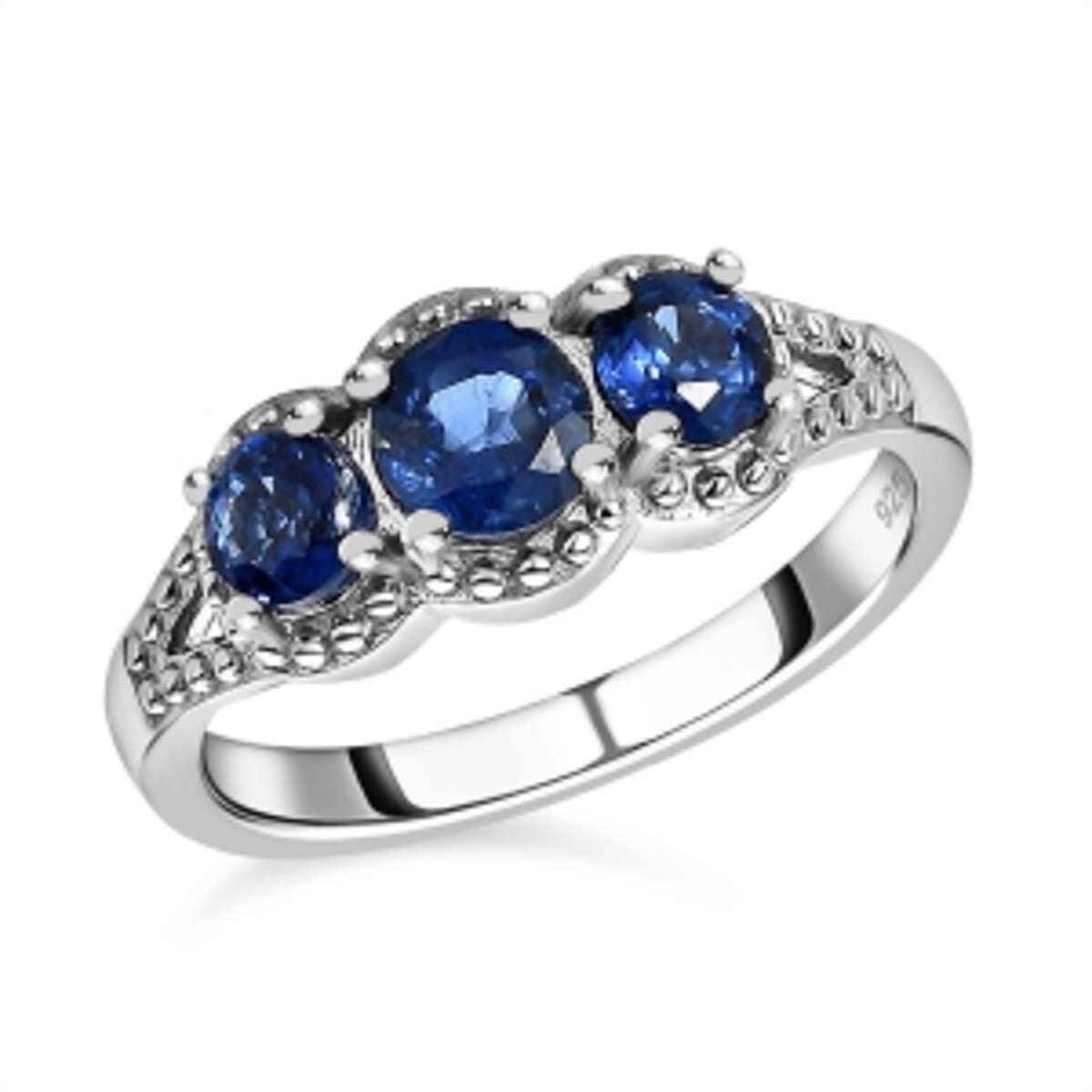 Kashmir Kyanite 1.36 ctw Ring in Platinum Over Sterling Silver (Size 11.5) image number 3