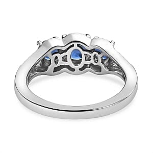 Kashmir Kyanite 1.36 ctw Ring in Platinum Over Sterling Silver (Size 11.5)
